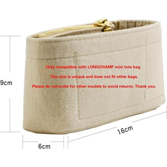 Mini Tote Bag Organizer Insert Felt Purse Liner with Compartments for Small Bags - Picture 5 of 7